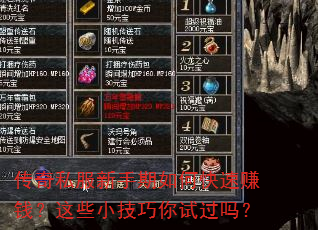 传奇私服新手期如何快速赚钱?这些小技巧你试过吗? 传奇私服新手期如何快速赚钱?这些小技巧你试过吗?